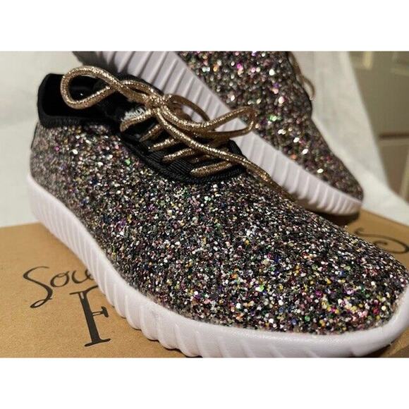 Southern Fried Chics Sneakers Shoes Women's Size 7 Sparkle Glitter Colorful NEW - Picture 3 of 13